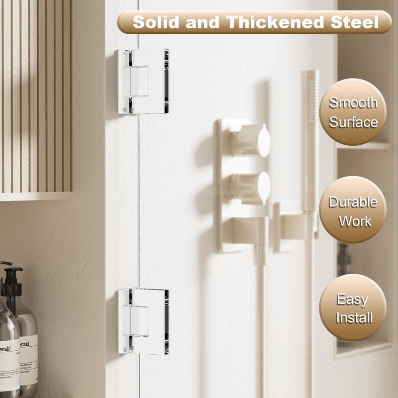 Alise Glass Shower Door Hinges,90 Degree Shower Door Hinges for Bathroom Doors,Heavy Duty Stainless Steel Wall to Glass Frameless Shower Doors Hardware Replacement Part,Polished Chrome (1P) - Image 5